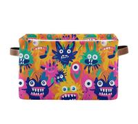 Doodle Funny Cute Monsters Cestini colorati, cestini in tessuto pieghevoli e impermeabili con manico robusto rack essenziali essenziali 2 pezzi per bambini regalo