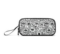 Doodle Monsters - Astuccio in nylon per bambini, con cerniera, grande capacità, astuccio per cancelleria per ragazzi delle scuole medie