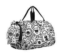 Doodle Monsters Borsone con scomparto per scarpe, grande capacità, borsone da viaggio con cinghia regolabile per pratica scolastica, sport, viaggi