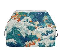 Doodle Ocean Wave, copertura per affumicatore da esterni, resistente allo sbiadimento e ai raggi UV, 165 cm, impermeabile, resistente, grande copertura per griglia con coulisse regolabile per polvere