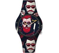 Doodle - Orologio da uomo, al quarzo, Street Fighter Mood, 42 mm, quadrante nero, cinturino in silicone multicolore