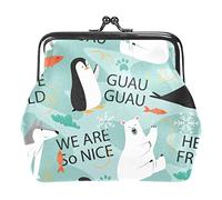Doodle Orso polare Animali Pinguino Pesce Parole Portamonete Portafogli Borse vintage per regalo