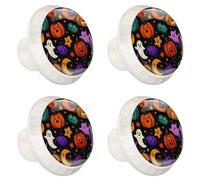 Doodle - Pomelli decorativi per armadietti da cucina, zucche di Halloween, fantasmi e lune, con viti, maniglie per mobili per la casa, confezione da 4