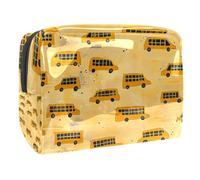 Doodle School Bus Pattern Cosmetic Bag per donne, beauty case da viaggio grande PVC trucco pratico sacchetto organizzatore con cerniera, Multi, 18.5x7.5x13cm/7.3x3x5.1in, Beauty case
