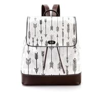 Doodle sottile frecce con piume PU pelle zaino borsa per le donne, moda donna borsa a tracolla da viaggio, Multicolore 01, 27x12.3x32cm