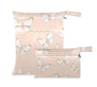Doodle Style Butterflies Rose Gold riutilizzabile Baby Wet Bag 2 Pack essenziale da viaggio per bambino con manici per viaggi, bagno