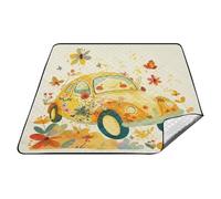 Doodle-style Cartoon Carino Auto Fiore Colorato Impermeabile Campeggio Picnic Tappeto XXL Interni Coperta Impermeabile per Outdoorsy Donne Estate Regalo manta para la playa