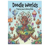 Doodle Worlds Coloring Book for Adults: 50 Whimsical Doodle Designs Featuring Magical Houses, Floating Islands, Mushrooms, Trees and Creative Patterns ... Relief, Relaxation and Mindful Coloring