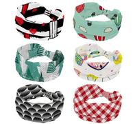 Doodled - Cerchietto per capelli con palloncini ad aria e nuvole, colorate, morbide, larghe, per donne e ragazze, elastici con nodi, alla moda, per allenamento, yoga, palestra, corsa, confezione da 6