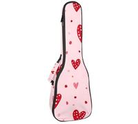 Doodled Love Hearts and Dots - Custodia imbottita per ukulele da concerto da 58 cm, impermeabile e durevole, Multicolore 10., 25.9x9x3.1in/66x23x8cm, Organizer per borse