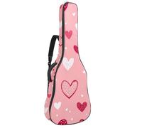 Doodled Love Signs - Custodia per chitarra acustica con sfondo rosa chiaro, imbottitura spessa 1 cm, impermeabile, con doppia tracolla regolabile, per chitarra da 101,2 a 107,9 cm, Multicolore 01
