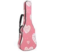 Doodled Love Signs - Custodia per chitarra acustica con sfondo rosa chiaro, imbottitura spessa 1 cm, impermeabile, con doppia tracolla regolabile, per chitarra da 101,2 a 107,9 cm, Multicolore 03