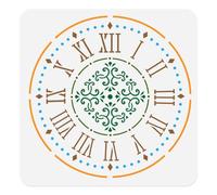 DOODLREAM 1 stencil artistico con orologio, 30 x 30 cm, in plastica, riutilizzabile, per bruciare il legno, dipingere su pareti, legno, tessuto, tela, mobili, pavimenti
