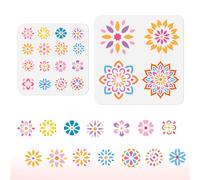 Doodlream 2 mini stencil a forma di fiore mandala, per pittura floreale, stencil per disegno, motivo fiori datura fai da te, decorazione per parete, decorazione per la casa, carta da ardere, diario