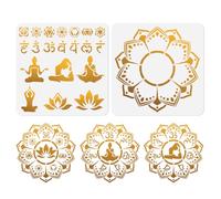 DOODLREAM 21 stencil per yoga e chakra, 30 x 30 cm, riutilizzabili, combinati, modelli di disegno con mandala e fiori fai da te, per decorazione da parete, decorazione domestica, tela, diario e