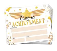 Doodlream 30 fogli di carta di riconoscimento del premio di completamento del premio di completamento delle stelle dorate, 25 x 20 cm, vuote, premio per lo studio dello sport per studenti, certificati