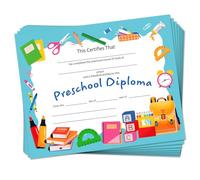 Doodlream 30 fogli di carta di riconoscimento per il riconoscimento del premio di completamento del completamento della cancelleria blu, 25 x 20 cm in bianco prescolare asilo scuola materna diploma