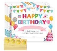 Doodlream 30 fogli di carta per certificati di buon compleanno e palloncini per studenti con 32 adesivi in lamina d'oro, 20 x 25 cm, carta colorata per certificati, per scuole elementari, asili e