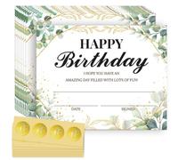Doodlream 30 fogli di carta per certificati di buon compleanno per studenti con 32 adesivi in lamina d'oro, 20 x 25 cm, carta per certificati per scuole elementari, asili e insegnanti