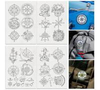 DOODLREAM 33 bussole per esterni, solubili in acqua, stabilizzatori per cucito a mano, 29,7 x 21 cm, per escursionismo, avventura, ricamo, 4 fogli con bussola e adesivo di carta da ricamo
