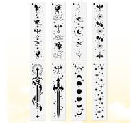 DOODLREAM 8 stencil per bordo del libro, 30 x 7,5 cm, riutilizzabili, in plastica, con luna, stella, drago, stencil per dipingere su libri, mobili, diari, album di ritagli, fai da te