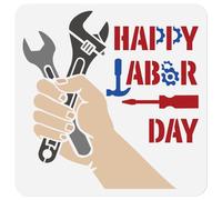 Doodlream Happy Labor Day Stencil per pittura Chiave e Cacciavite Stencil Modello di disegno, Chiave a mano Modello di pittura Artigianale fai da te per la decorazione della parete Home Decor Legno