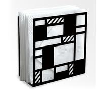 Doodlream Portatovaglioli in metallo per tavolo, 13,5 x 12,5 x 5 cm, a scacchi, decorativo, nero, per cucina, ristorante, sala da pranzo, piano di lavoro, fattoria, caffetteria, bar