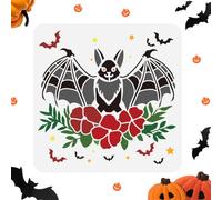 Doodlream Simpatico stencil a forma di pipistrello, per dipingere con pipistrelli floreali, stencil per Halloween, fai da te, decorazione per parete, decorazione per la casa, carta da ardere, diario