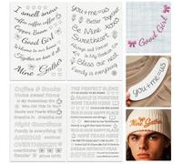 DOODLREAM Stabilizzatori per cucito a mano, solubili in acqua, frasi motivazionali da ricamo, 45 pezzi, 21 x 29,7 cm, 4 fogli di parole di famiglia, adesivi in carta da ricamo