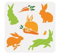 DOODLREAM Stencil da parete a forma di coniglio pasquale, 30 x 30 cm, riutilizzabile, in plastica, stencil per pareti, tessuti, mobili, decorazione fai da te per la casa
