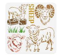Doodlream Stencil per pittura a forma di capra, modello di disegno con animali da fattoria, fai da te, per decorazione da parete, decorazione per la casa, carta da diario, tela, 30 x 30 cm