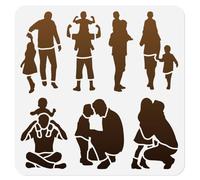 DOODLREAM Stencil per pittura con sagoma di papà, 30 x 30 cm, riutilizzabile, in plastica, per la festa del papà, fai da te, decorazione per parete, decorazione per la casa, carta da diario, carta da