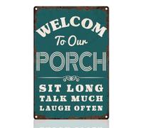 DOODLREAM Targa in latta con scritta "Welcome to Our Porch", decorazione da parete in metallo, stile vintage, 20 x 30 cm, per casa, caffè, bar, fattoria, pub, decorazione regalo