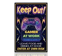 DOODLREAM Targa in metallo con scritta in lingua inglese "Keep Out Gamer at Work", segnale di avvertimento per sala da gioco, decorazione per porte e pareti, 20 x 30 cm