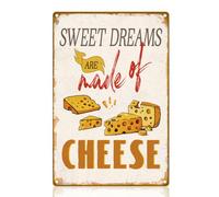 DOODLREAM Targa in metallo con scritta "Sweet Dreams Are Made of Cheese", 20 x 30 cm, divertente, decorazione da parete, stile vintage, per panetteria, bar, ristorante, casa, cucina, bar, idea regalo