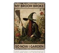 DOODLREAM Targa in metallo retrò da parete in metallo, 20 x 30 cm, con scritta "My Broom Broke So Now I", poster artistico da parete per casa, bar, bagno, giardino, galleria, ufficio, club