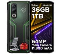 DOOGEE Blade 20 Max Rugged Smartphone, 36GB RAM+1TB ROM(2TB TF) Telefono Indistruttibile, 11800mAh/33W, MTK Helio G100 Octa Core, 6.6" 120Hz, 64MP+20MP+16MP, Android 15/NFC/4G Dual SIM/Face ID