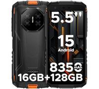 DOOGEE Fire 3 Pro Rugged Smartphone 2025,16GB+128GB, 5.5" HD+ Telefono Indistruttibile Android 15, 8350mAh/18W Cellulare, UNISOC T7200 Octa Core Telefono,16MP+8MP, 4G Dual SIM/Widevine L1/Face ID/NFC