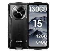 DOOGEE Fire 5 Rugged Smartphone, Batteria 13000mAh 10W 4G Android 15 Telefono Indistruttibile,6.6''HD+90Hz, 13MP+8MP AI Fotocamere Cellulare Antiurto, 12GB+64GB/2TB, IP68/NFC/OTG/3 slot (Nero)
