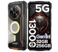 DOOGEE Fire 7 Pro Rugged Smartphone 5G, Funzione interfono POC, Doppie luci da campeggio, 32GB+256B/TF 2TB Telefono Indistruttibile, 6.6" 13000mAh Telefono cellulare, 64MP/Fingerprint/Face ID/OTG/NFC