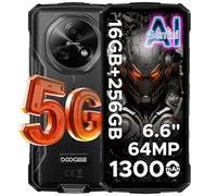DOOGEE Fire 7 Rugged Smartphone 5G Android 15, 16GB+256GB/2TB Telefono Cellulare, 13000mAh Telefono Indistruttibile, Gemini AI 64MP+16MP Rugged Phone, MTK 6300 Octa Core/Dual SIM/NFC/GPS/IP68/BT5.2