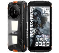 DOOGEE Fire3 Max Rugged Smartphone Android 15, Doppie Luci Campeggio, UNISOC T7250, 5.5" Display, 8350mAh Telefono Indistruttibile, 32GB+256GB, 40MP+20MP+8MP Telefono Rugged, Widevine L1/NFC - Arancio