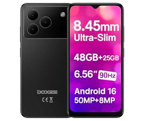DOOGEE NOTE 56 PLUS Android 16 Telefono, Design Elegante e Lineare, 48GB+256GB, 6.56" IPS 90Hz, 4G Smartphone Cellulare, Fotocamera 50MP AI, Batteria 6150mAh, Dual SIM, Widevine L1, GPS NFC Nero