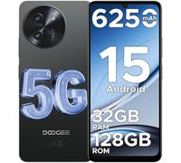 DOOGEE Note 59 5G Smartphone Android 15, 32GB+128GB/2TB TF Telefono, 6.75" HD+ 120Hz Cellulare, 6250mAh Batteria Cellulari, Octa-core Telefoni, 16MP+8MP/Widevine L1/NFC/Face ID/GPS/OTG, Nero