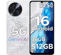 DOOGEE Note 59 Pro+ Smartphone 5G Android 16 Gemini AI, 512GB ROM+36(12+24) GB RAM Telefono Cellulare, 6250mAh 6.75" HD+120Hz Schermo Telefoni 50MP+8MP, Cellulari Face Unlock/Fingerprint/NFC, Bianco
