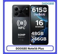 DOOGEE Note56 Smartphone Android 16 Gemini AI Batteria mAh da 6,56 "48 GB di RAM (6 + 42) 256 GB di ROM Google Pay Telefoni cellulari NFC