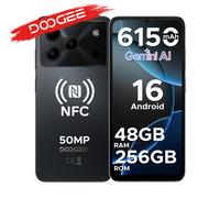 DOOGEE Note56 Plus - Smartphone Android 16 con Gemini AI, schermo da 6.56", batteria da 6150mAh, 48GB di RAM (6+42), 256GB di memoria, supporta Google Pay e NFC
