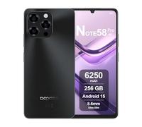 DOOGEE Note58 Pro Smartphone 4G Android 15, 32GB RAM + 256GB ROM, 6250mAh, Display 6.75 Pollici HD+ 90Hz, AI Camera 16MP, Octa-Core, Dual SIM, NFC, Telefono Cellulare Unlock, 2025, Nero
