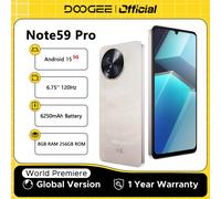 DOOGEE Note59 Pro 5G Smartphone 6.75 "HD + Android 15 Telefono cellulare 8 GB RAM 256 GB ROM 6250 mAh Batteria NFC Versione globale Cellphon