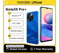 DOOGEE Note59 Pro + 5G Smartphone Android 15 Versione globale Batteria da 6250 mAh Display da 6,75 '' 120 Hz 12 GB 512 GB Telefono cellulare NFC